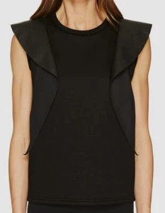 $425 Neil Barrett Women's Black Flutter Faux Leather Crew Neck Sweater Size M - Picture 1 of 5