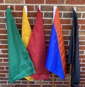 VINTAGE RACE FLAGS, SET OF 5, 30" WIDE X 24" HIGH, 52" POLE - Picture 1 of 7