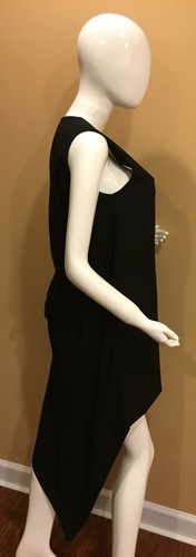 $1945 Autore Balenciaga abito nero alto basso canotta top giacca cappotto tunica 40