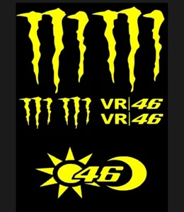 Juego de calcomanías de vinilo VR46 Valentino Rossi MotoGP 46 Monster Motorcycle - Imagen 1 de 2
