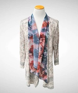 One World Plus Size Asymmetrical Drape-Front Cardigan Long Sleeves, Size 1X - Picture 1 of 10