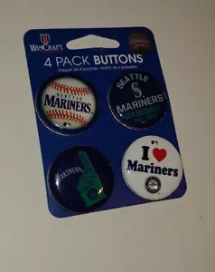 wincraft 4 SEATTLE MARINERS Baseball Team club PINBACK MINI BUTTONS 1 1/4" MLB - Picture 1 of 10