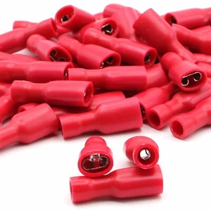 100 Kabelschuhe rot 6,3 mm Flachsteckhülsen vollisoliert Flachsteckhülse 0,5-1,5 - Bild 1 von 4