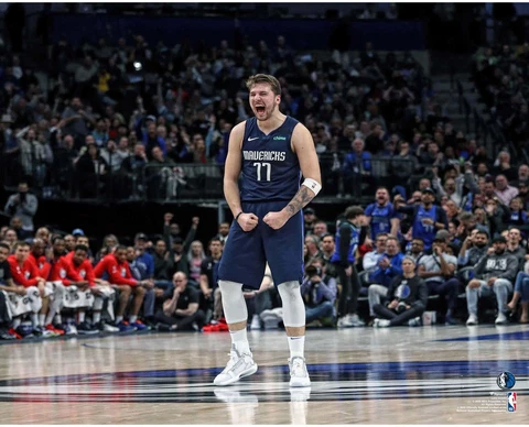 Luka Doncic Dallas Mavericks Unsigned Celebration Photograph Cover