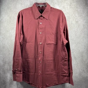 VanHeusen Men's Large Burgundy Long Sleeve Button Up Shirt - Picture 1 of 9