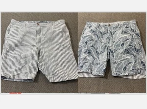 Reversible Tailor Vintage Shorts Mens Size 38 Floral Striped Tropical Hawaiian - Picture 1 of 16