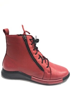 Spring Step Women’s Yaple, Red Leather Zip Booties, Size EU 38, US 7.5-8M - Image 1 of 4