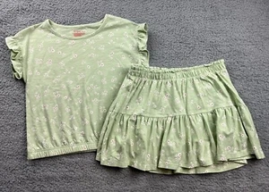 Cat & Jack Girl's Large (10-12) Knit Short Ruffle Sleeve Top & Skirt Set 2pc - Picture 1 of 7