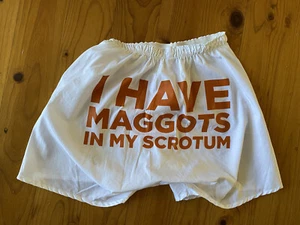 NWOT The Book Of Mormon ‘I Have Maggots in My Scrotum’ White Boxer Shorts Size M - Picture 1 of 2