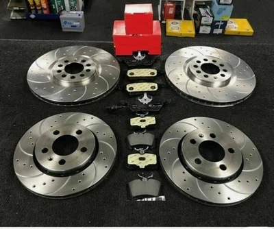 FOR AUDI Q5 SQ5 3.0 TFSI QUATTRO FRONT REAR DRILLED GROOVED BRAKE DISCS & PADS - Image 1 of 3