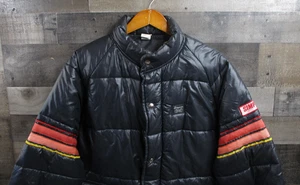 Vintage Simpson Jacket Mens Medium Black Racing Puffer Nylon Made USA Coat - Picture 1 of 14