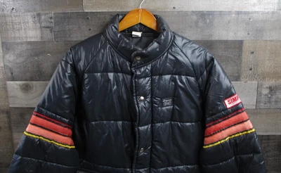 Vintage Simpson Jacket Mens Medium Black Racing Puffer Nylon Made USA Coat - Image 1 of 4