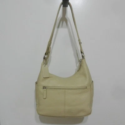 ST. JOHN'S BAY Beige Leather Hobo Shoulder Bag w/ Two End-Pockets - Image 1 of 4