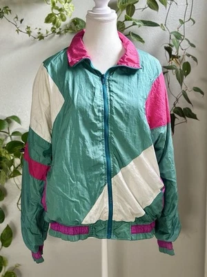 Jaqueta corta-vento vintage Otello Pelle anos 80/90 colorblock – Tamanho M – Nylon - Imagem 1 de 4