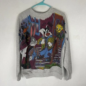 Vintage 90s ACME Jus Playin Looney Tunes AOP Crewneck Sweatshirt Bugs Large - Picture 1 of 7