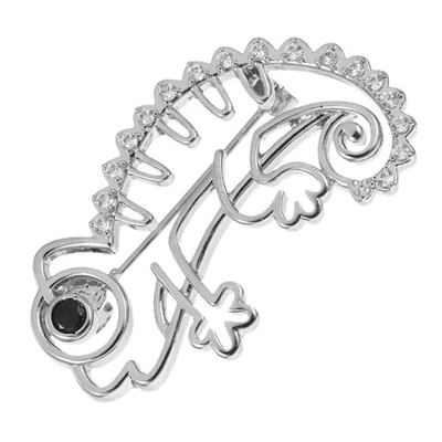  Spilla camaleonte, spilla da bavero, spilla in metallo con zircone per giacche, - Immagine 1 di 4