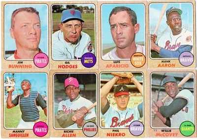 (116) Lote de béisbol 1968 Topps: Aaron, McCovey, Aparicio, Niekro, Bunning, Allen Foto 1 de 4