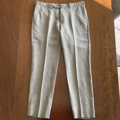 Брюки мужские Ermenegildo Zegna размер 36 x 31 желтовато-коричневые льняные шелковые брюки брюки узкие - Изображение 1 из 4