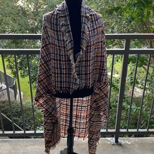 BLANKET SCARF Bohemia Winter Soft Woven Oversized Cozy Shawl Wrap Plaid 50"x50" - Picture 1 of 9