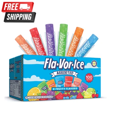 Fla-Vor-Ice Assorted 6 Fruity Flavors Ice Pops 1.5 oz 100 count Free Shipping - Image 1 of 4