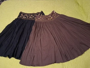 Vintage Pro(d)ux Cotton Gathered Skirt Coin + Bead Embellished Yoke junior sz M - Picture 1 of 14