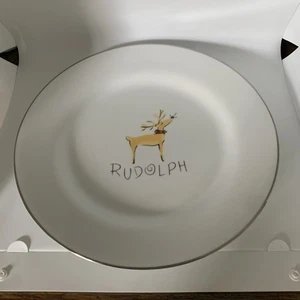 Pottery Barn Reindeer Rudolph 12" Plate Dinner Serving Plate Platter Christmas - Picture 1 of 4