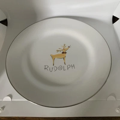 Pottery Barn Reindeer Rudolph 12" Chop Plate Serving  Plate Platter Christmas - Image 1 of 4