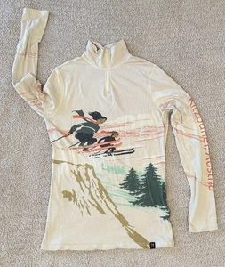 Neve Austria Women's 75% Silk 25% Wool Quarter Zip Ski Skier Layering Top Large - Picture 1 of 7