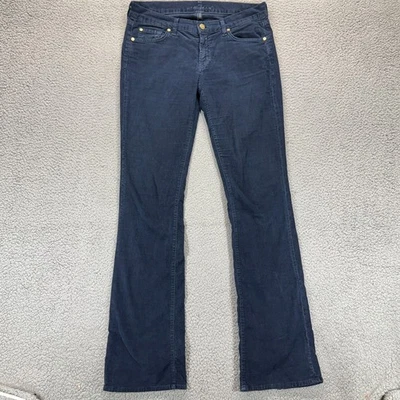 7 For All Mankind Women Low Rise Flare Bootcut Corduroy Pants Blue Size 29 Tall - Image 1 of 4