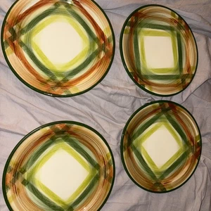 "Lote de 4 platos de pan y mantequilla a cuadros Vernon Kilns California TAM 'O SHANTER de 6""" - Imagen 1 de 12