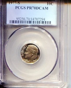 1977-S 10C DIME ROOSEVELT PCGS PR70 DCAM - Picture 1 of 2