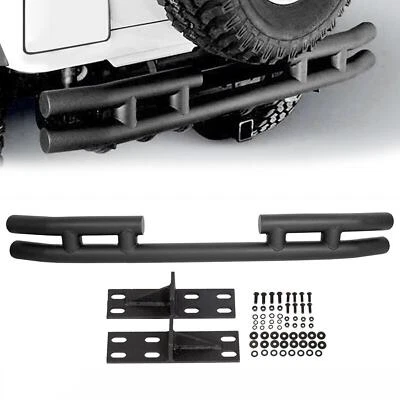 Textured Black Rear Double Tube Bumper For 97-06 TJ / 86-96 YJ Jeep Wrangler New Foto 1 de 4