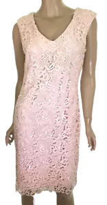 Vestido Vaina Lauren Ralph Lauren Talla 6 Rosa Crochet Cuello en V Sin Mangas - Imagen 1 de 7