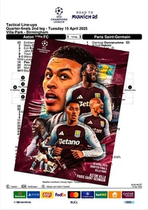 ASTON VILLA England v PSG Paris France 15 April 2025 CHL FAN 12 pg + OFFICIAL LU - Picture 1 of 2