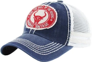 KB Ethos Grab the Bull By The Horns Original Vintage Meshback Blue & White Hat - Picture 1 of 4