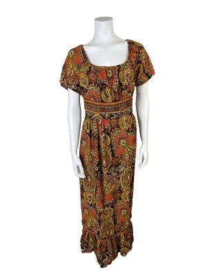 Vintage 70s DOMINO Paisley Cottage Prairie Dress  Ruffle Hippie Boho Medium - Image 1 of 4