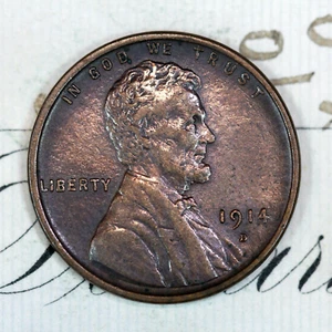 * 1914-D * CHOICE AU+ LINCOLN WHEAT PENNY * FROM ORIGINAL COLLECTION - Picture 1 of 3