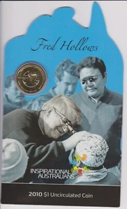 2010 Royal Australian Mint Uncirculated $1 on Card - Fred Hollows - Picture 1 of 2