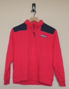 Vineyard Vines Shep Shirt Red Quarter 1/4 Zip Pullover Sweatshirt Large Boys - Picture 1 of 5