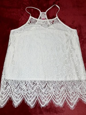 No Boundaries Ivory Lace Tank Top Size XL Beautiful Boho Layering Lace Camisole - Image 1 of 4