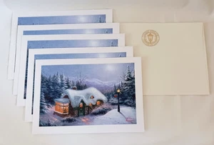 Hallmark Christmas Cards Thomas Kinkade Painter of Lights 5 Cards Glitter Home - Picture 1 of 9