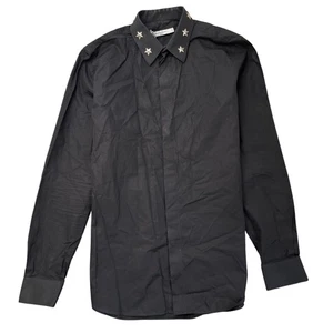 Givenchy Men's Star Studded Collar Long Sleeve Shirt Black M - Picture 1 of 9