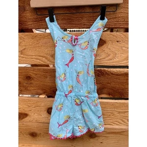 Lands End Little Girls Mermaid Romper, Blue, Cross Back, size small - Picture 1 of 6