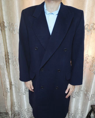 Vintage Valentino Uomo classic Cashmere wool db gangster navy Suit over coat 42R - Image 1 of 4