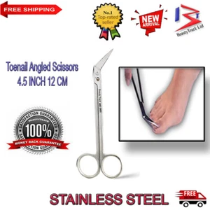 Toe Nail Scissors - Toenail Scissor - Angled Cutting - Strong Blades - 4.5" Long - Picture 1 of 3