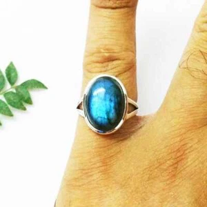Good Look Labradorite Gemstone 925 Sterling Silver Handmade Ring B-5 - Picture 1 of 3