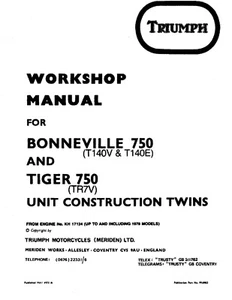 Triumph T140V T140E 750 Bonneville TR7V 1973-78  Factory Repro Workshop Manual   - Bild 1 von 1