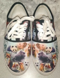 Cute Bradford Exchange Animal Wildlife Canvas Tennis Shoes Size 7 - Picture 1 of 7