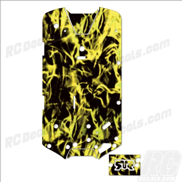 Arrma 1/8 VENDETTA 4WD 3S BLX Chassis Protector Yellow Flames #ARA320608 - Image 1 of 1