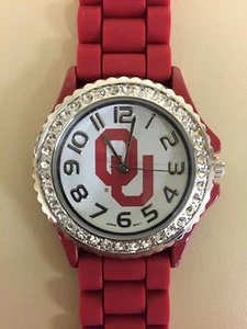 New Women's Watch Oklahoma Sooners Rhinestone Jelly Silicone Bling Glitz OU - Picture 1 of 1